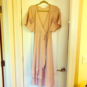 NWOT ASTR wrap hi/low midi dress Size L